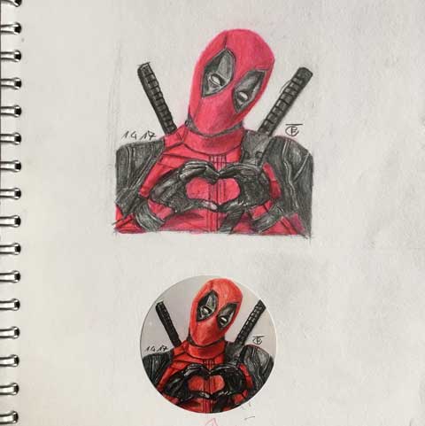 Deadpool drawing by Patrizia Falk